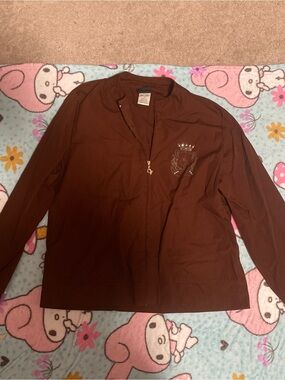 Baby Phat Brown Bomber Jacket with Crest Logo